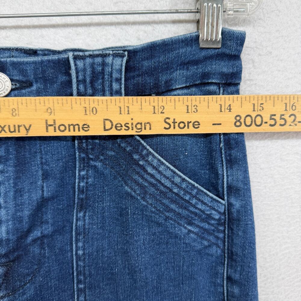 FRAME Jeans Womens 28 Le High Flare Trapunto Stitch Stretch Denim Aurora Blue - Picture 9 of 13